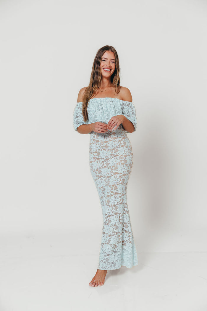 Reverie Lace Maxi Dress in Pale Blue