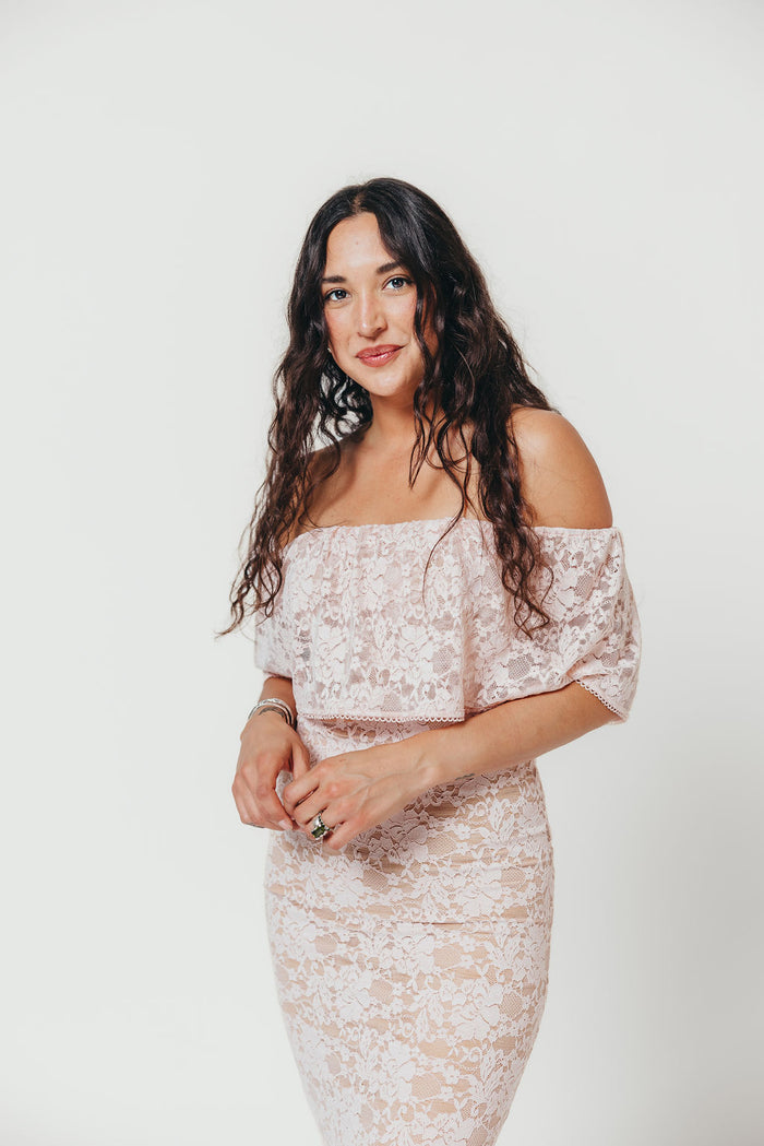 Reverie Lace Maxi Dress in Pale Pink