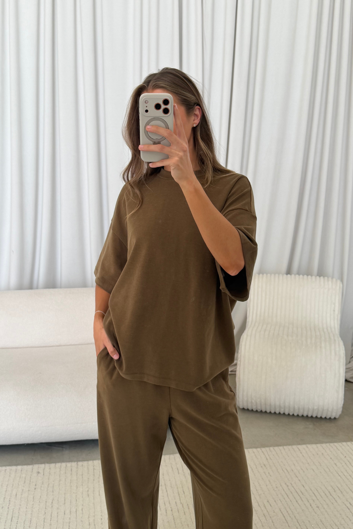 Robyn Butter Brushed Knit Loose Fit Tee in Fatigue