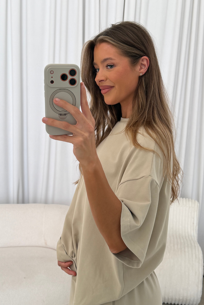 Robyn Butter Brushed Knit Loose Fit Tee in Papyrus