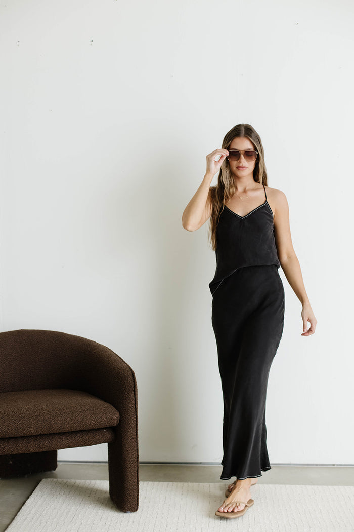 Romana Cami Top and Skirt Set in Black *Final Sale*