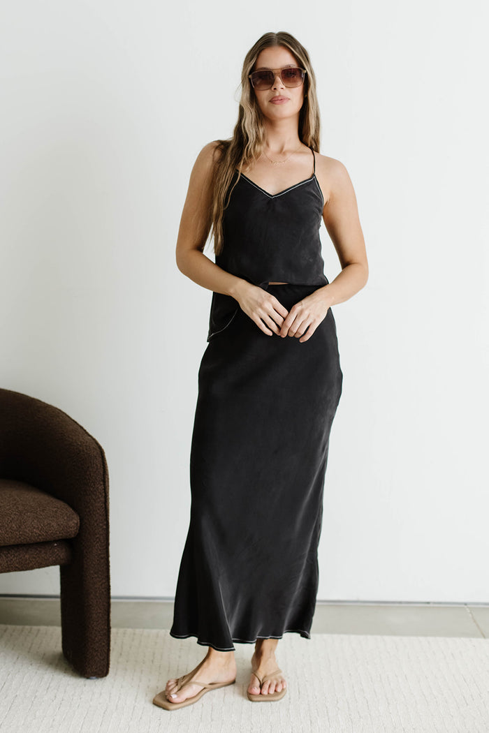 Romana Cami Top and Skirt Set in Black *Final Sale*