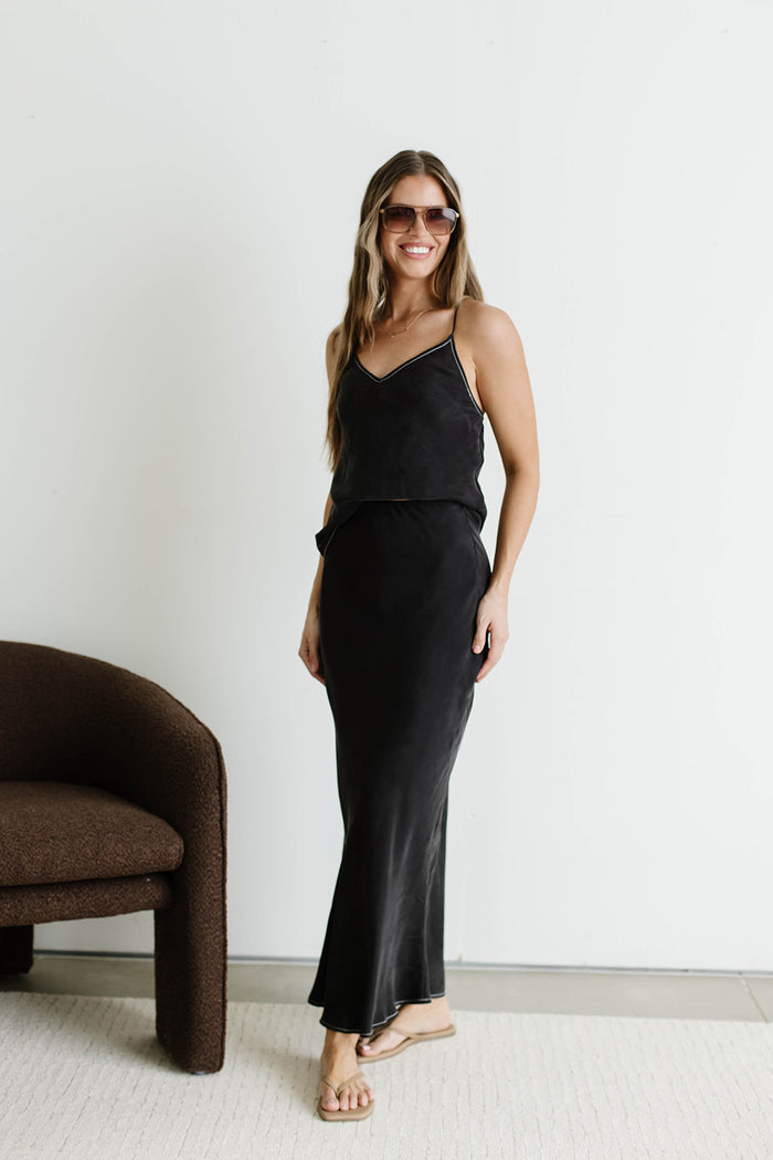 Romana Cami Top and Skirt Set in Black *Final Sale*