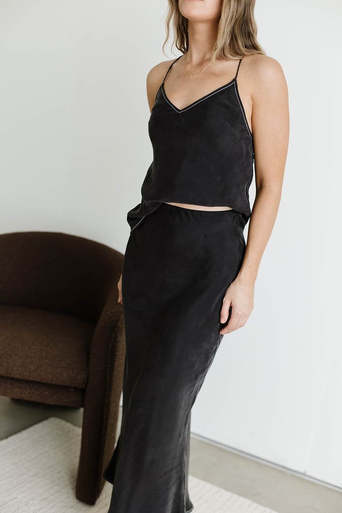 Romana Cami Top and Skirt Set in Black *Final Sale*