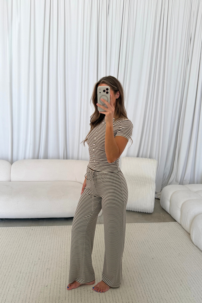 Ronnie Striped Set in Brown/Ivory