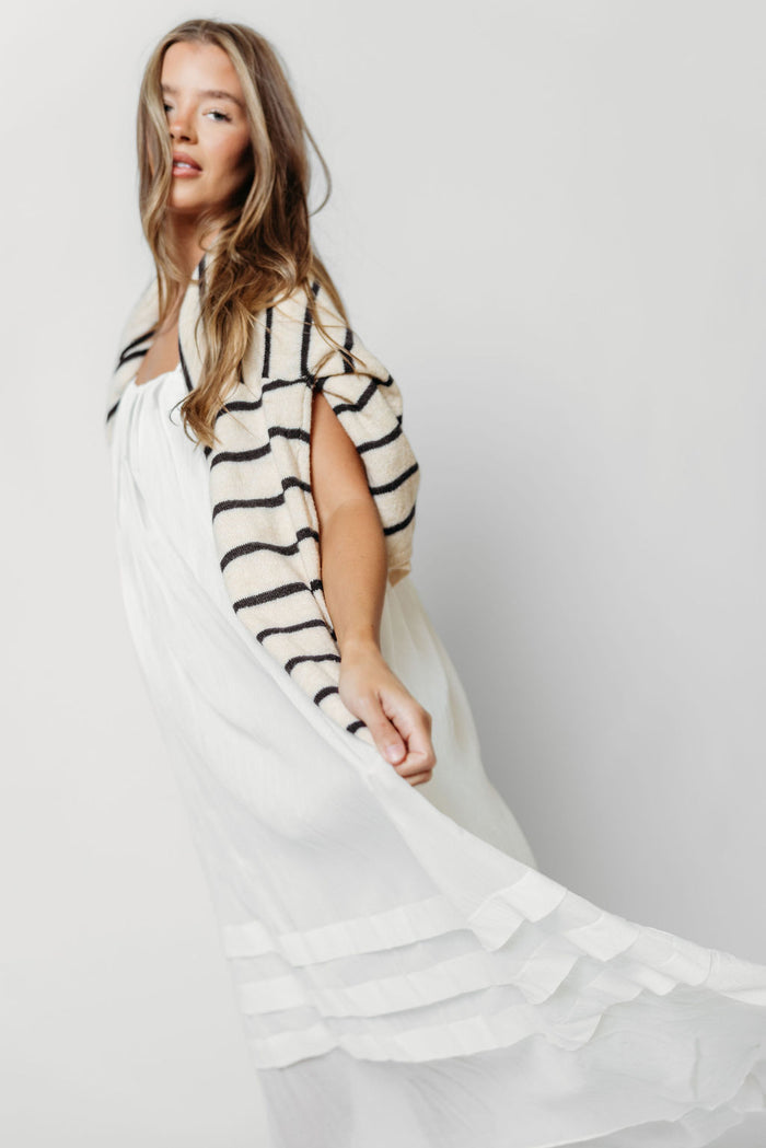 Rosalyn 100% Cotton Pleated Maxi Dress in Off-White
