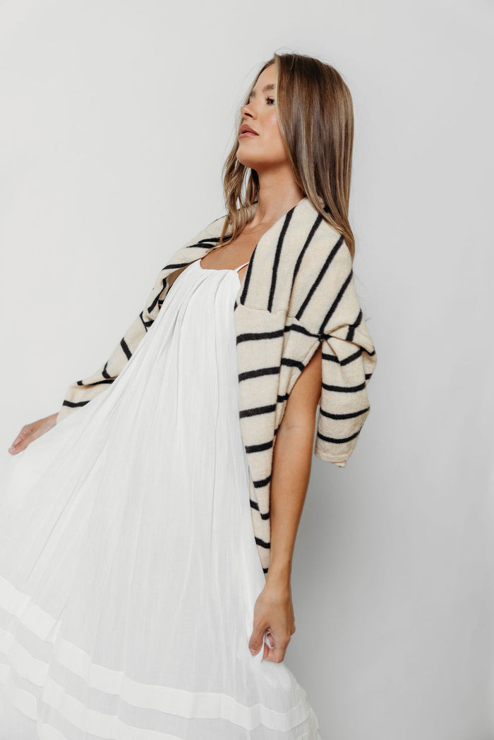 Rosalyn 100% Cotton Pleated Maxi Dress in Off-White