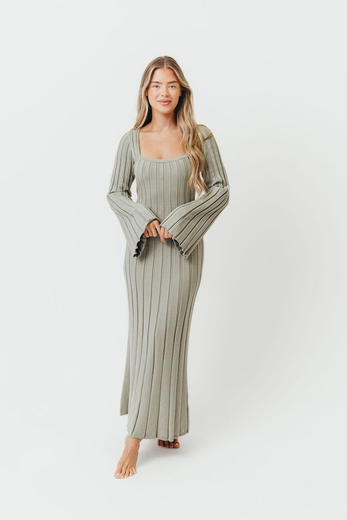 Rowan Square Neck Maxi Dress in Green