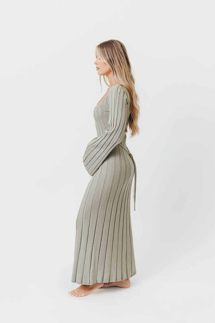 Rowan Square Neck Maxi Dress in Green