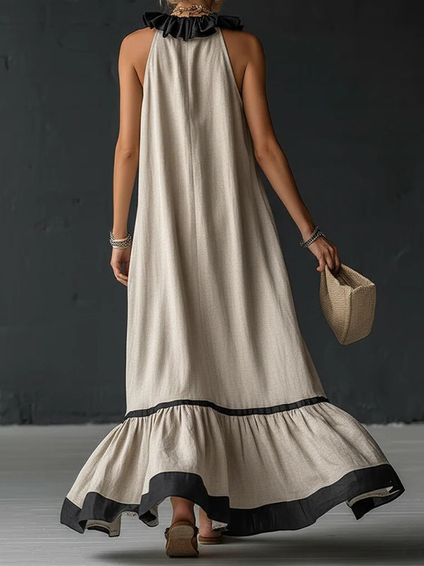 Ruffle Contrast Sleeveless Dress
