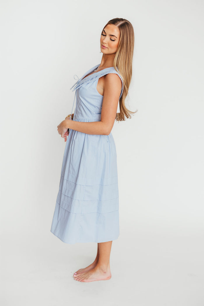 Sailor 100% Cotton Collared Midi Dress in Blue *Final Sale*