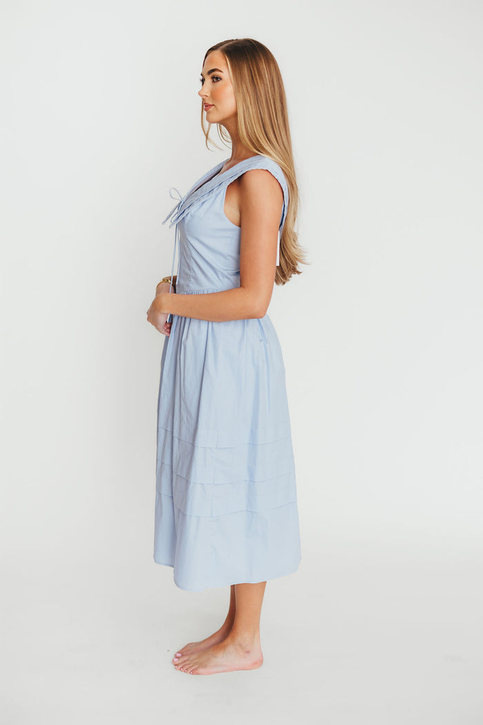 Sailor 100% Cotton Collared Midi Dress in Blue *Final Sale*