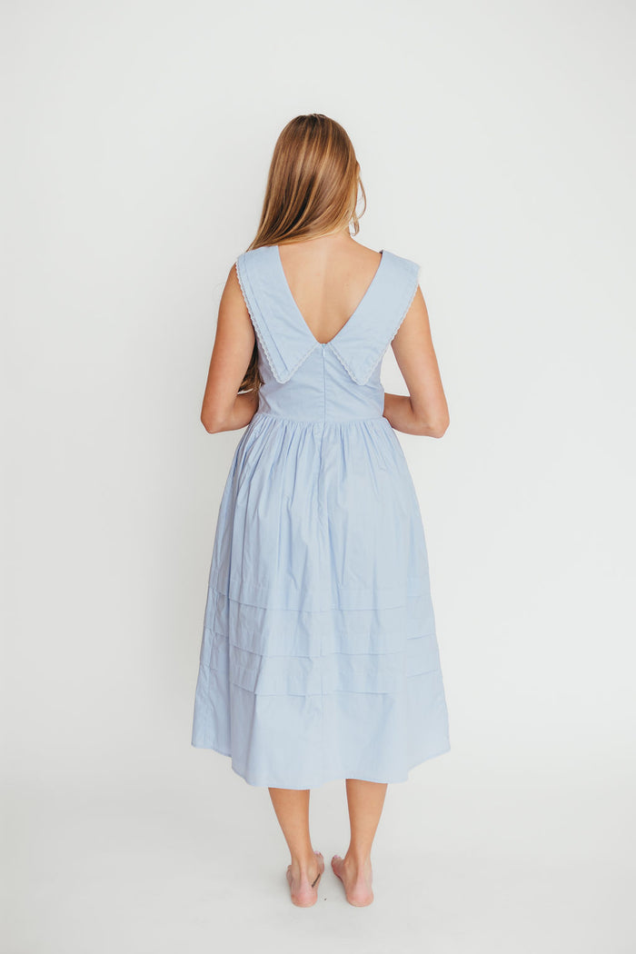 Sailor 100% Cotton Collared Midi Dress in Blue *Final Sale*