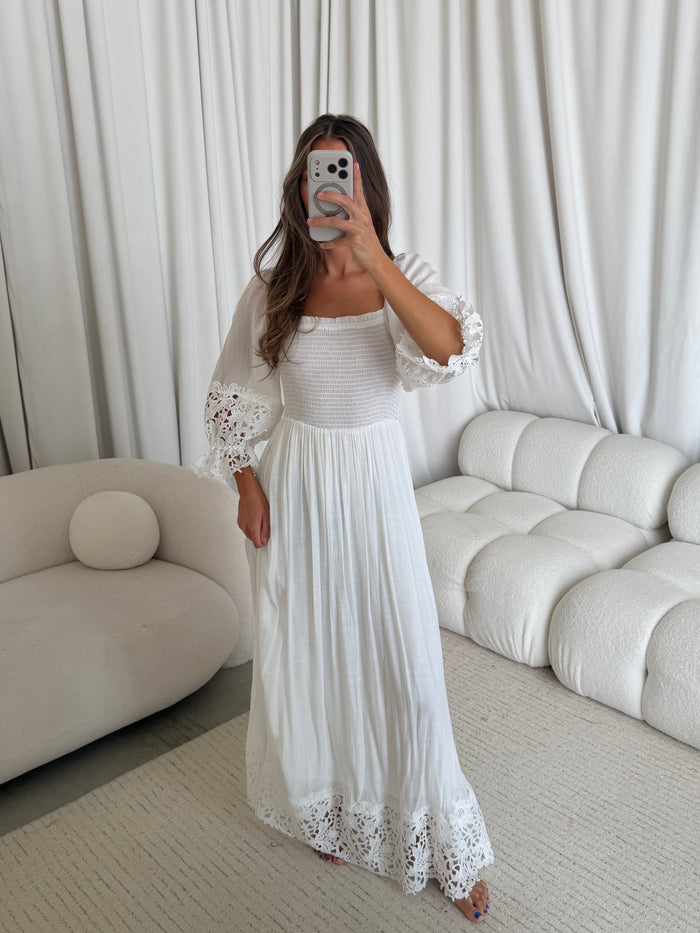 Sarah Maxi Dress in White (Live Exclusive)
