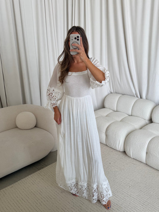 Sarah Maxi Dress in White (Live Exclusive)