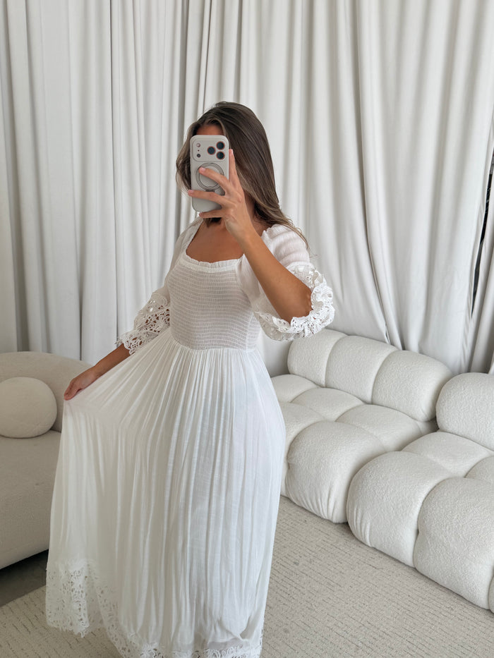 Sarah Maxi Dress in White (Live Exclusive)