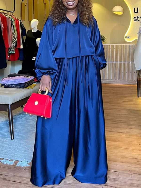 Satin Wide-Leg Pants Set