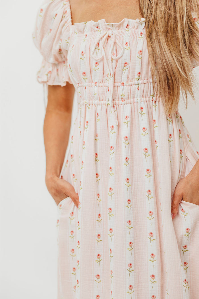 Savanna 100% Cotton Dress in Pink Rose - Bump Friendly & Inclusive Sizing