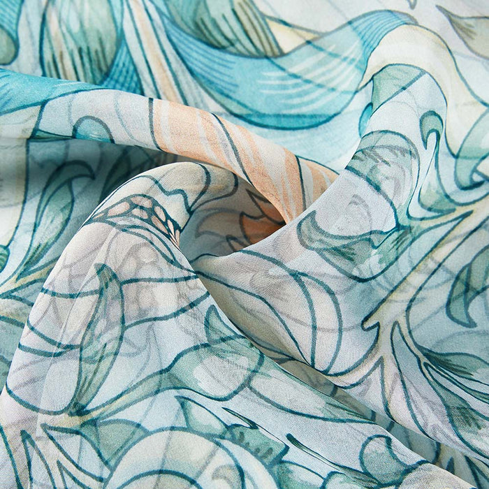 SC-SILK-WM-POME | 100% PURE SILK SCARF WILLIAM MORRIS POMEGRANATE & LILY