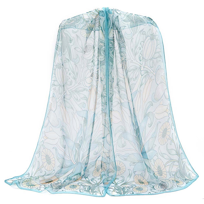 SC-SILK-WM-POME | 100% PURE SILK SCARF WILLIAM MORRIS POMEGRANATE & LILY