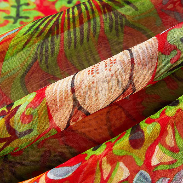 SC-SILK-WM-STRD | 100% Pure Silk William Morris Strawberry Thief Red Art Scarf