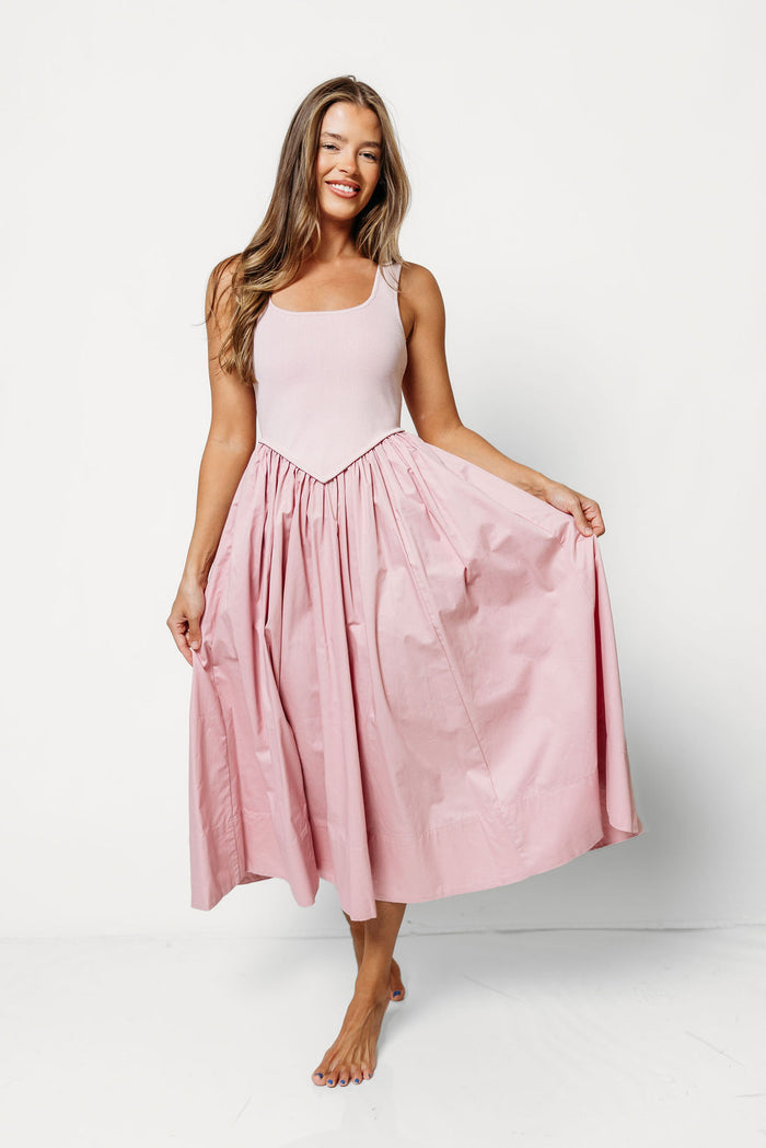 Selah Midi Dress in Dusty Rose