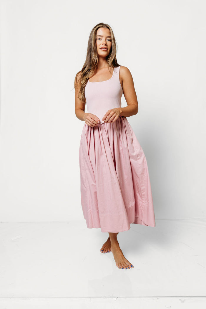 Selah Midi Dress in Dusty Rose