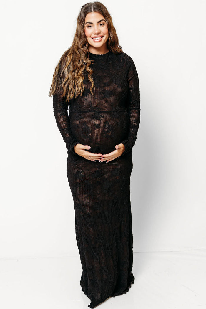 Seraphine Lace Maxi Dress in Black - Bump Friendly (Size Up for Bump) *9/11 PRE-ORDER*