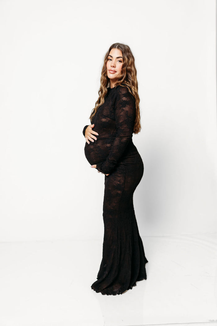 Seraphine Lace Maxi Dress in Black - Bump Friendly (Size Up for Bump) *9/11 PRE-ORDER*