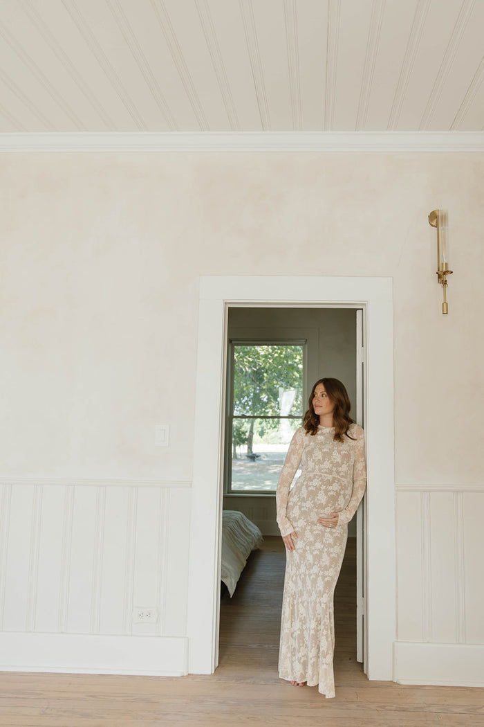 Seraphine Lace Maxi Dress in Cream - Inclusive Sizing & Bump Friendly (Size Up for Bump)
