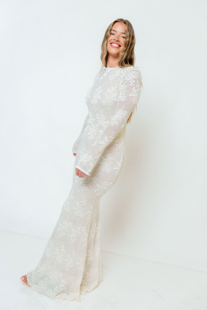 Seraphine Lace Maxi Dress in Ivory - Bump Friendly & Inclusive Sizing (Size Up for Bump)