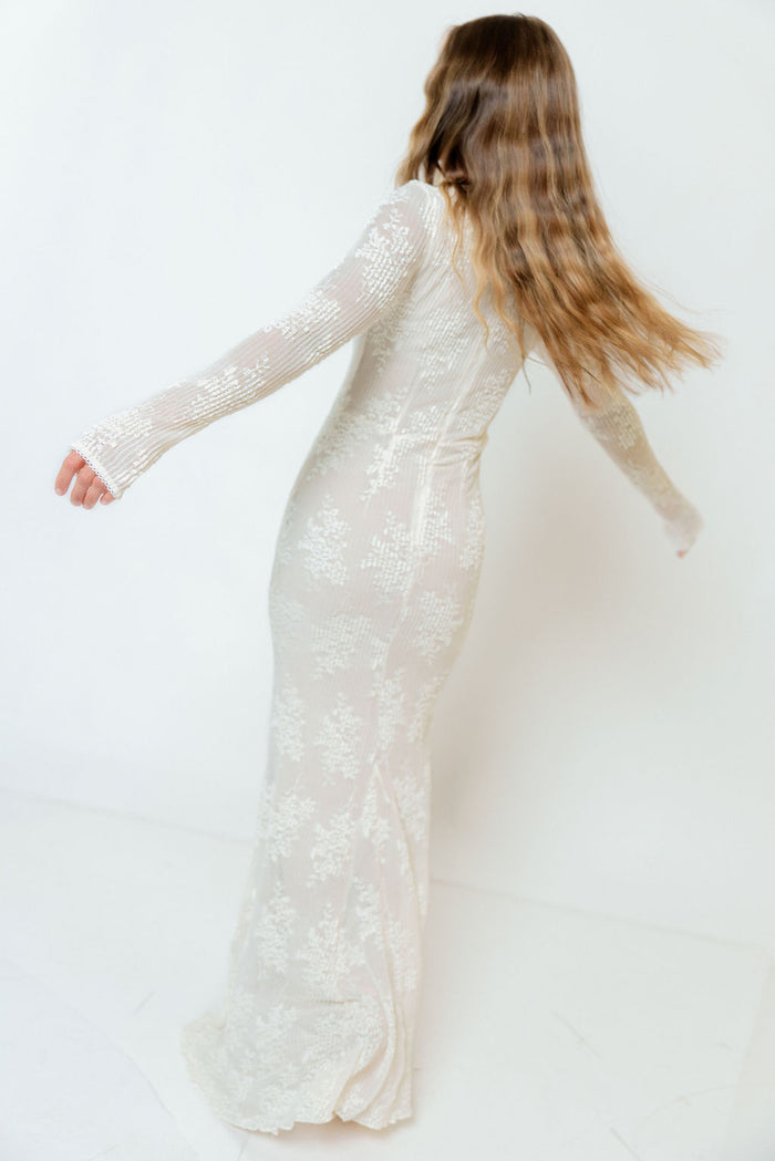 Seraphine Lace Maxi Dress in Ivory - Bump Friendly & Inclusive Sizing (Size Up for Bump)