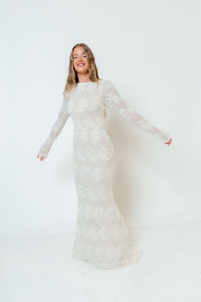 Seraphine Lace Maxi Dress in Ivory - Bump Friendly & Inclusive Sizing (Size Up for Bump)
