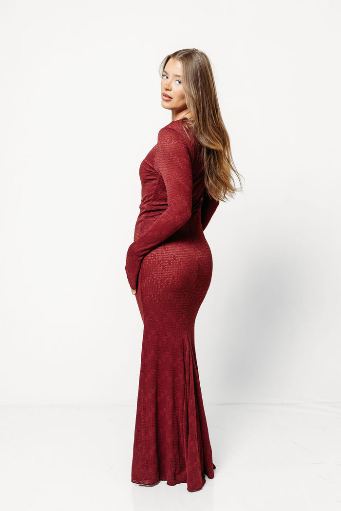 Seraphine Lace Maxi Dress in Wine - Bump Friendly (Size Up for Bump) & Inclusive Sizing *9/11 PRE-ORDER*