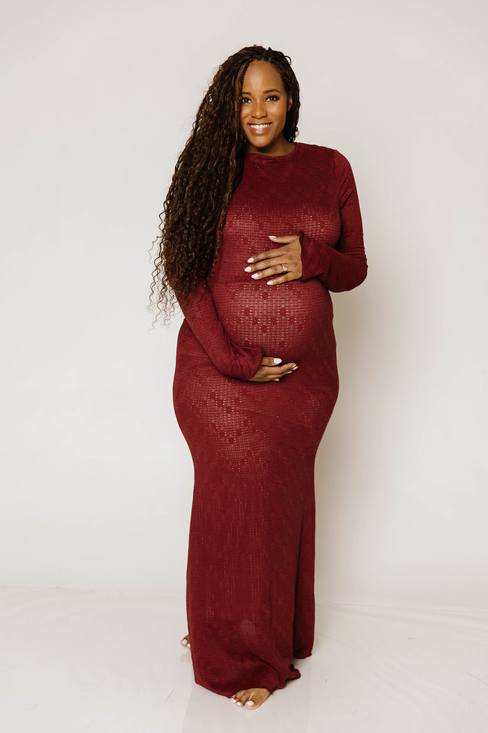 Seraphine Lace Maxi Dress in Wine - Bump Friendly (Size Up for Bump) & Inclusive Sizing *9/11 PRE-ORDER*