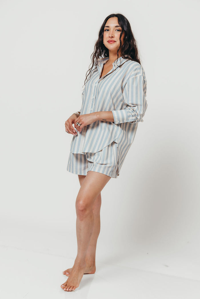Sharon Striped Shirt in Dusty Blue
