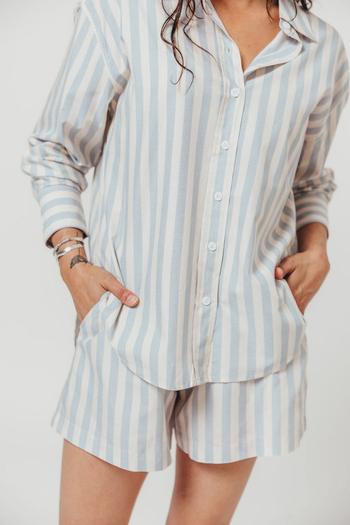 Sharon Striped Shirt in Dusty Blue