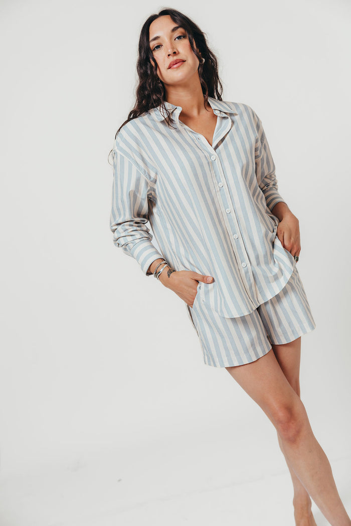 Sharon Striped Shirt in Dusty Blue