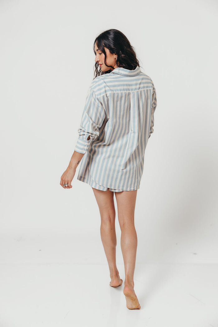 Sharon Striped Shirt in Dusty Blue