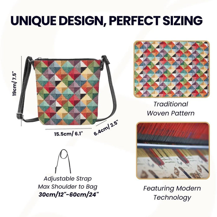 SLING-MTRI | MULTICOLOR TRIANGLE SLING BAG PURSE CROSSBODY