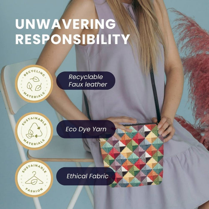 SLING-MTRI | MULTICOLOR TRIANGLE SLING BAG PURSE CROSSBODY