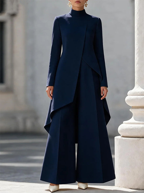 Slit Tunic Top & Wide-Leg Pants Set