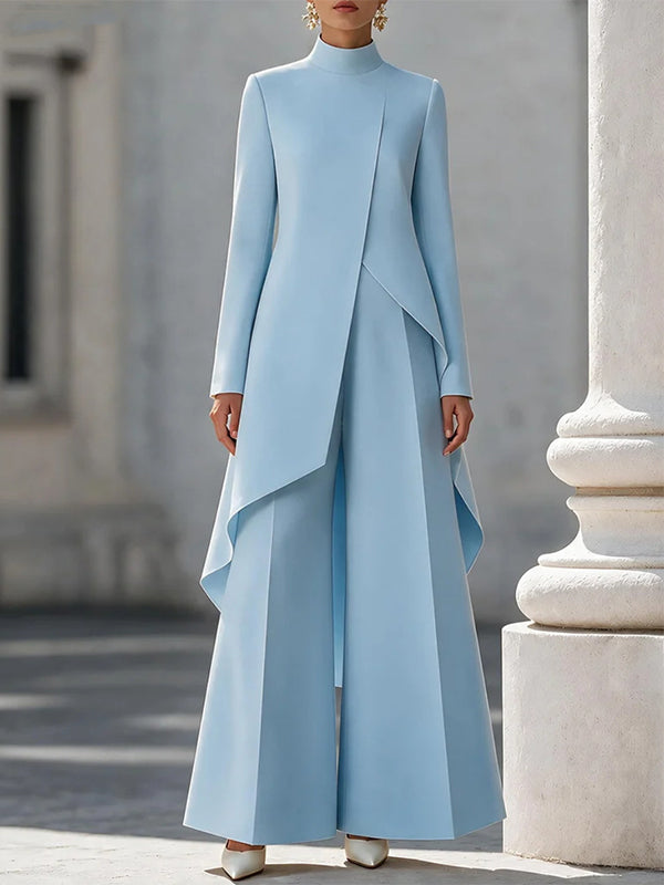 Slit Tunic Top & Wide-Leg Pants Set