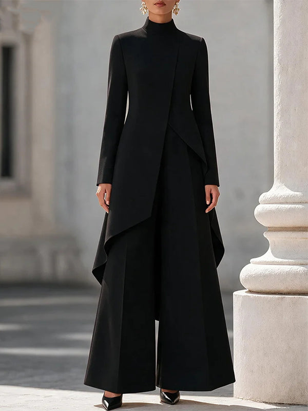 Slit Tunic Top & Wide-Leg Pants Set