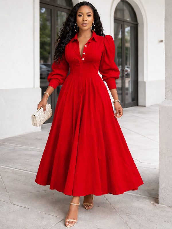 Solid Button-Front Shirt Dress