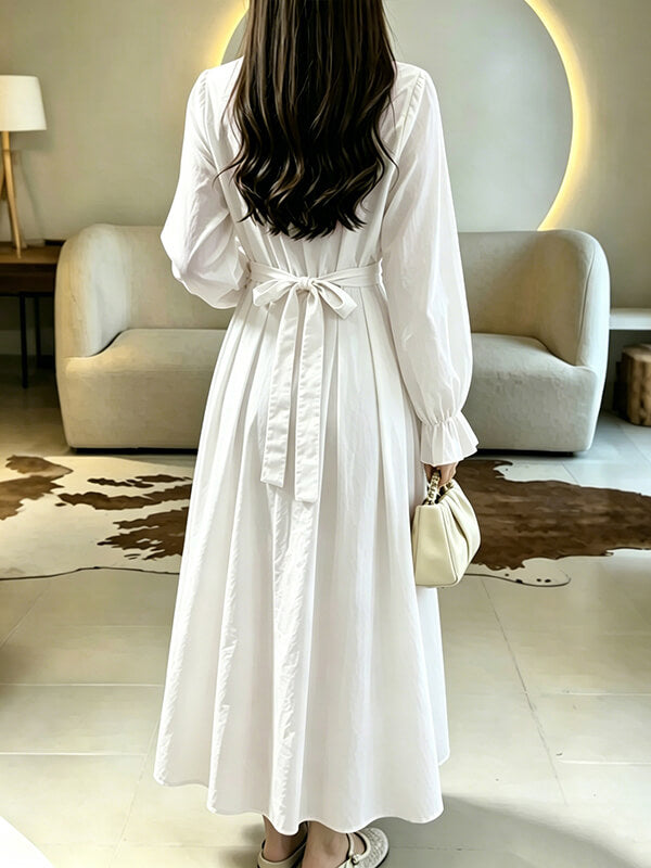 Solid Cinched-Waist Shirt Dress
