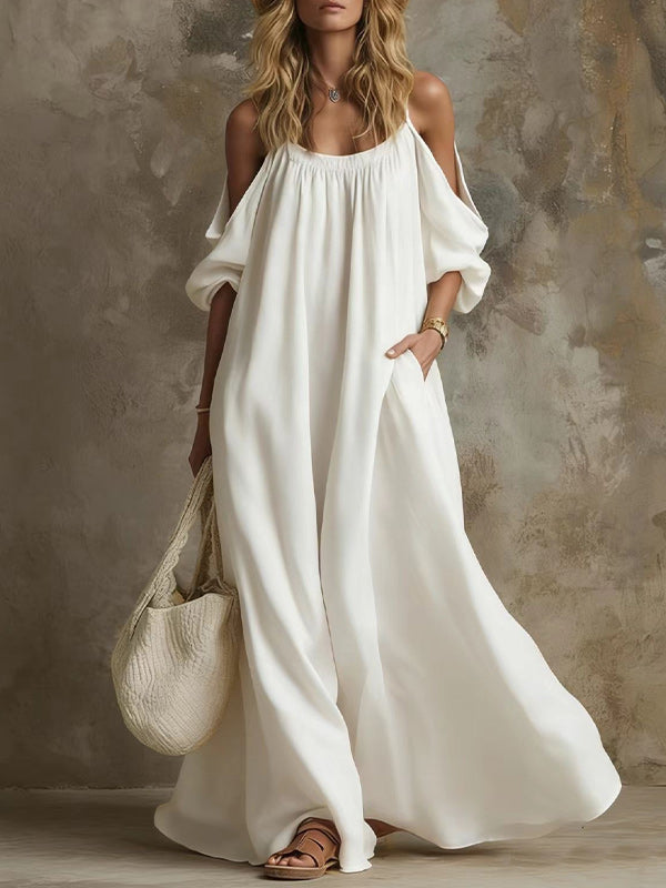 Solid Cold-Shoulder Maxi Dress