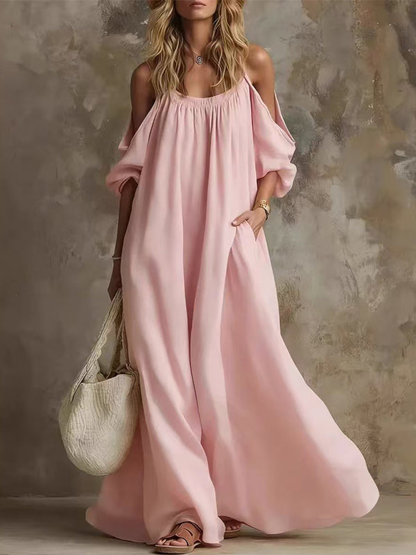 Solid Cold-Shoulder Maxi Dress