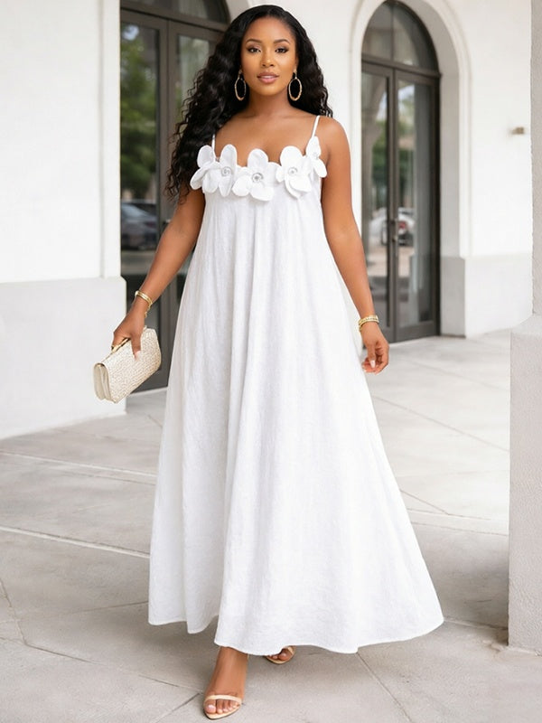 Solid Floral Cami Maxi Dress