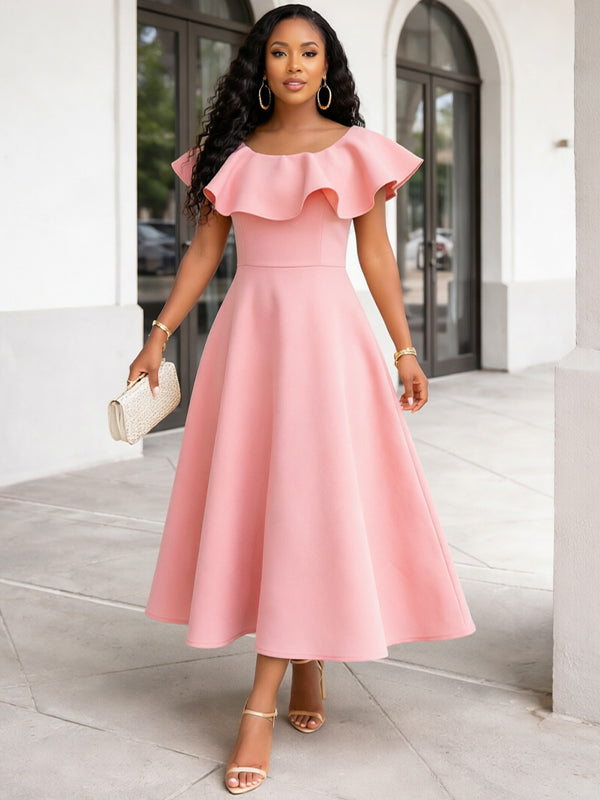 Solid Flounce Dress